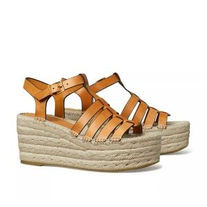 Tory Burch Fisherman Espadrille Wedge Heel Platform Sandal. Size 8.